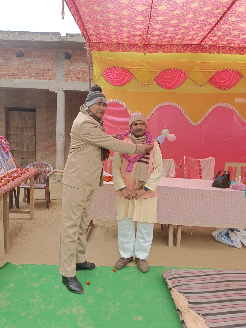 A felicitation ceremony at the school